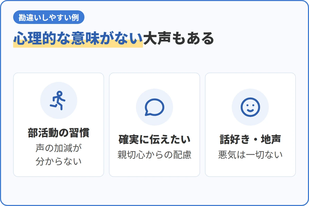 心理的な意味がない大声もある