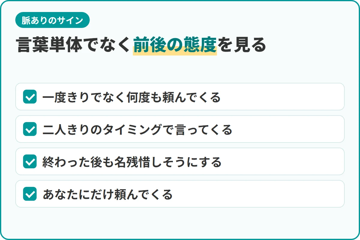 言葉単体でなく前後の態度を見る