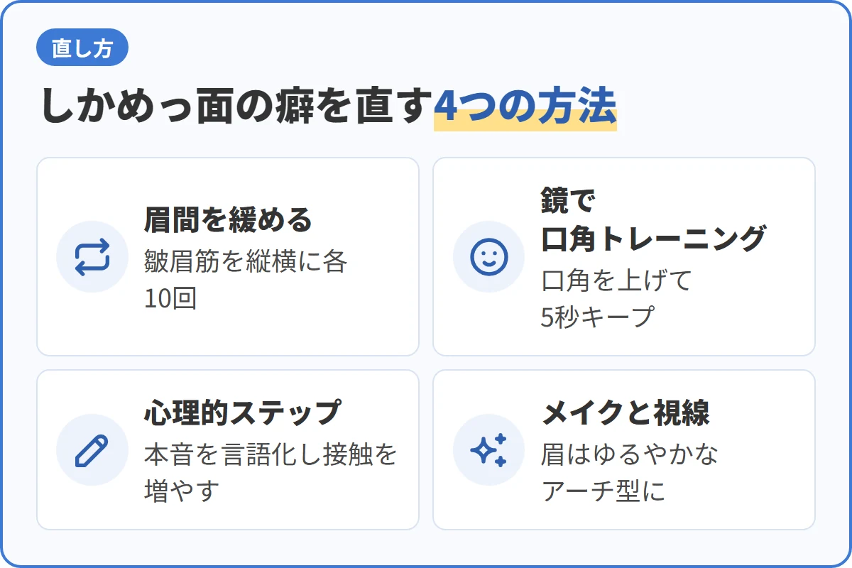 しかめっ面の癖を直す4つの方法
