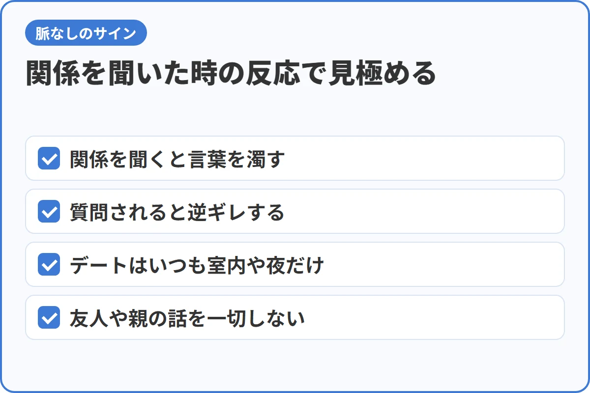 関係を聞いた時の反応で見極める