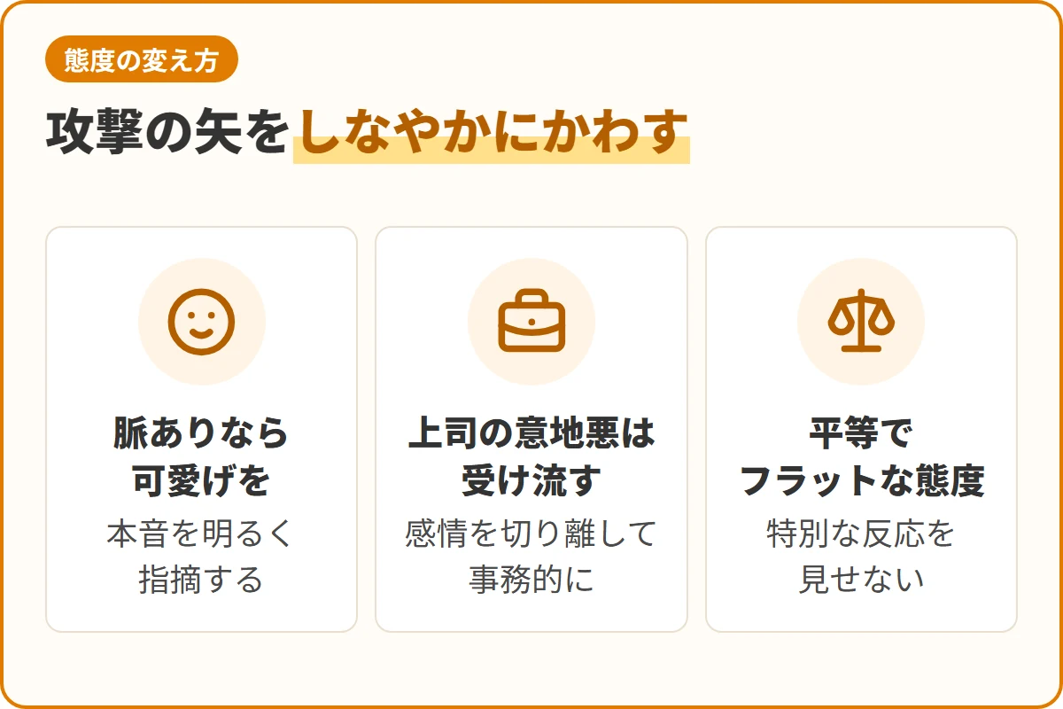 攻撃の矢をしなやかにかわす